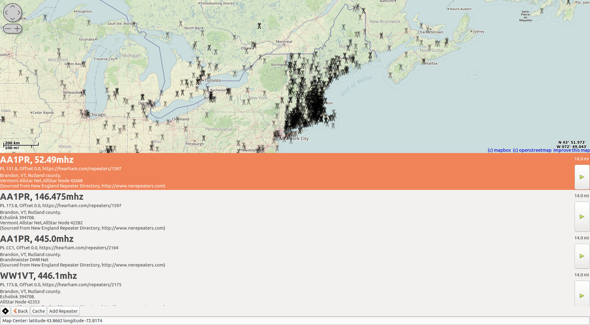 New England Repeaters added to Hearham.live Repeater Listing and