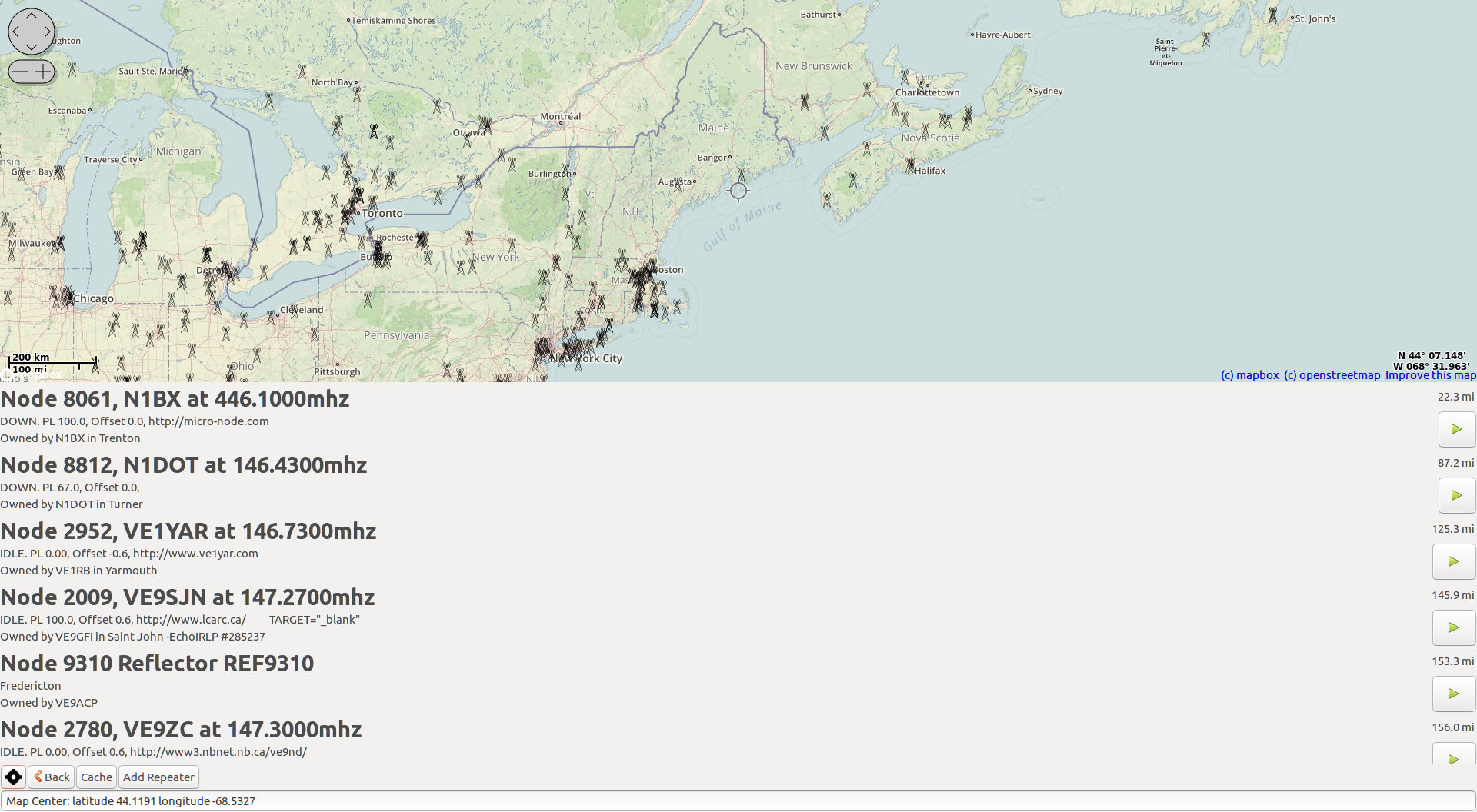 New England Repeaters added to Hearham.live Repeater Listing and