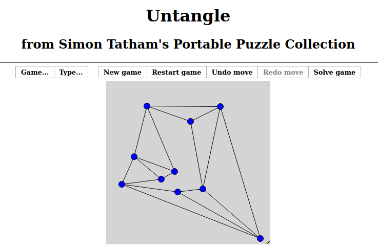 Untangle from Simon Tatham's Portable Puzzle Collection