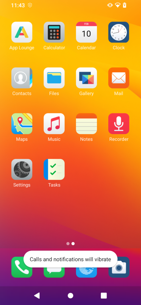 Main screen default apps